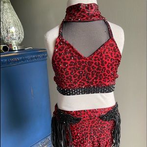 Custom red Leopard jazz costume